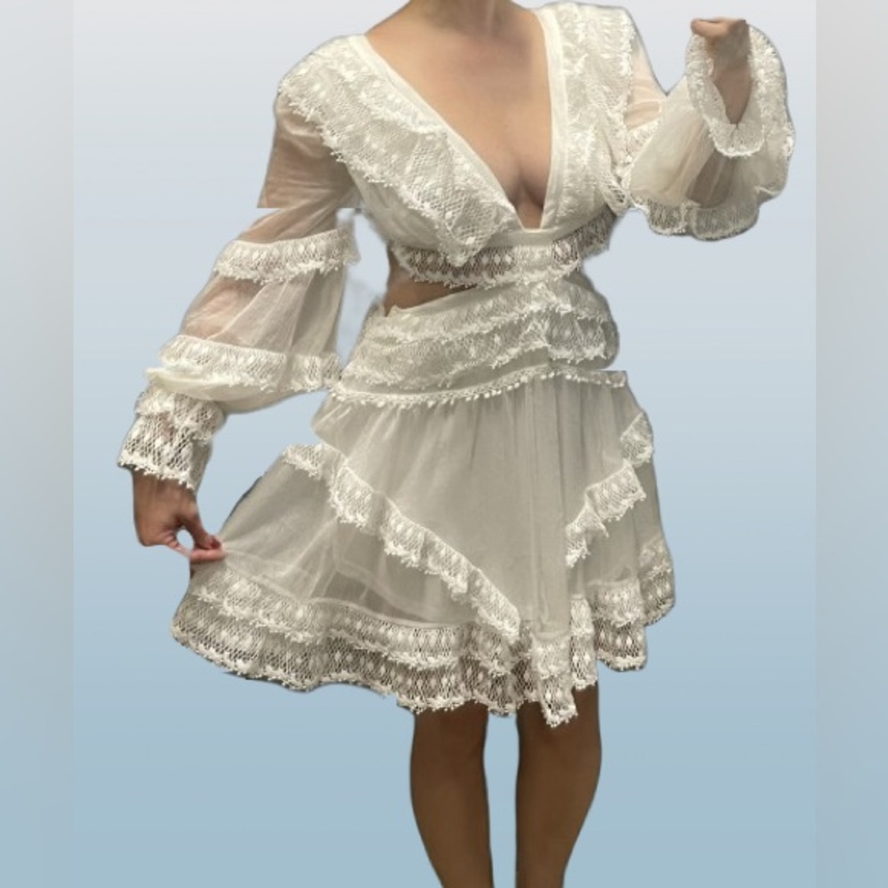 AKIRA White Ruffled Lace Dress ; Bachelorette Party